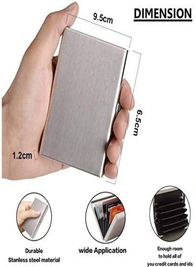 Khakhi Men's & Women's Stainless Steel Pocket ATM Visiting Credit Card Business Card Case Holder (Silver-H) - Image 5